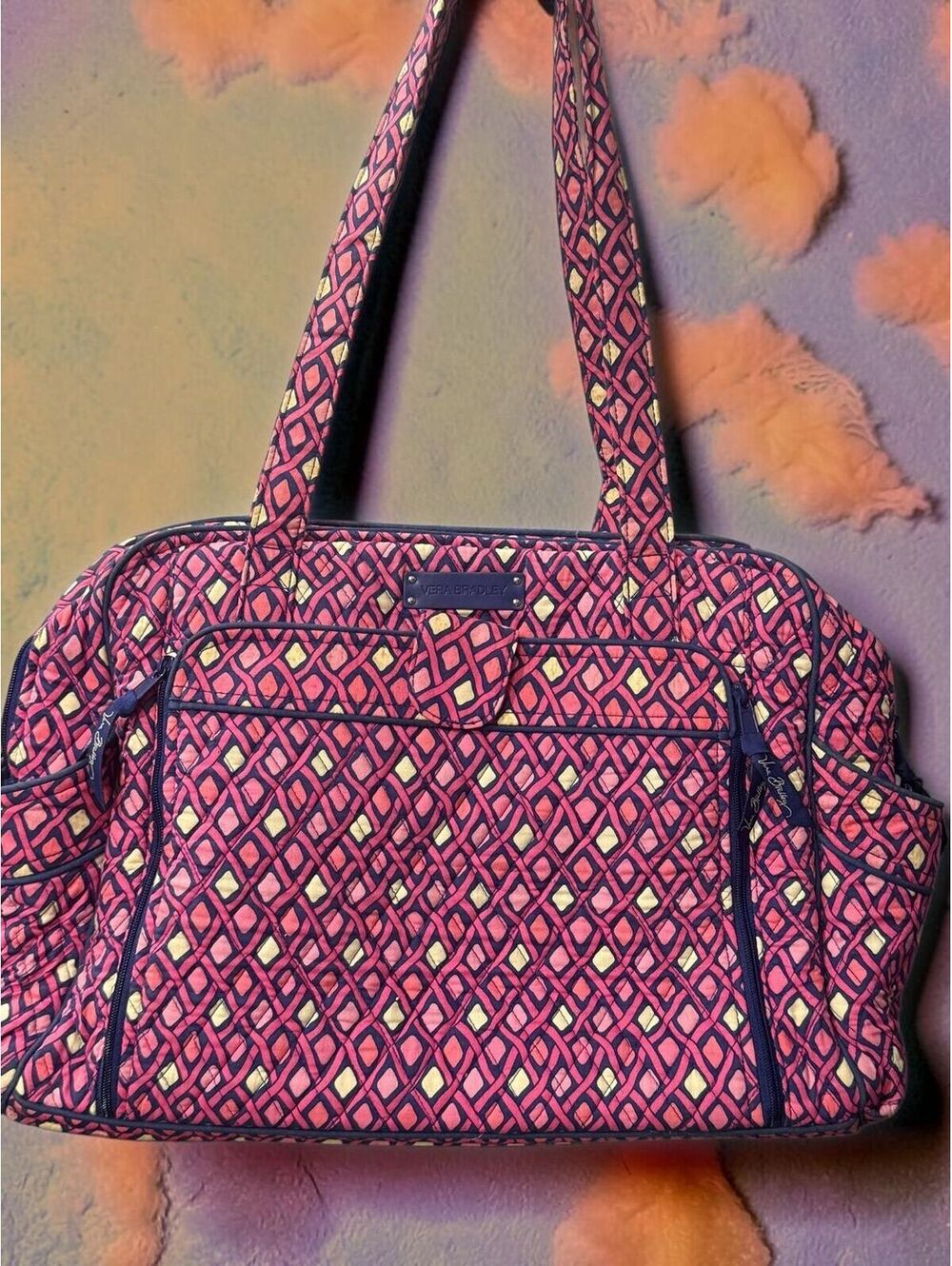 Vera Bradley Katalina Pink Diamonds Weekender/Baby Bag